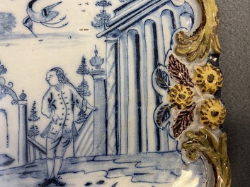 A polychrome Dutch Delft 'falconry' plaque, 18th C.