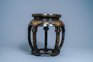 A Chinese painted and lacquered wooden stand, 19th C.