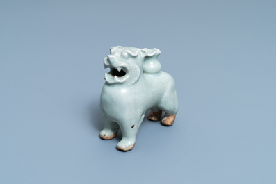 A Chinese qingbai joss stick holder in the shape of a tiger, Ming