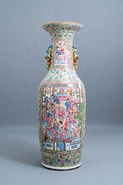 A pair of massive Chinese famille rose vases, 19th C.