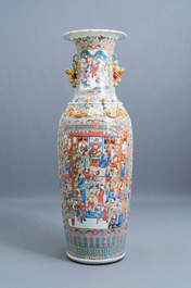 A pair of massive Chinese famille rose vases, 19th C.