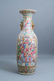 A pair of massive Chinese famille rose vases, 19th C.