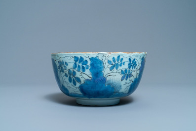 A blue and white English Delftware bowl dated 1684