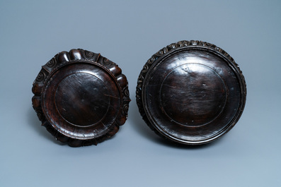 Two large Chinese reticulated wooden stands, 18/19th C.