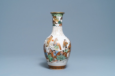 A Japanese Satsuma 'scholars' vase, Meiji, 19th C.