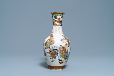 A Japanese Satsuma 'scholars' vase, Meiji, 19th C.