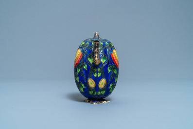 A Chinese enamelled and gilt silver teapot and cover, 19/20th C.