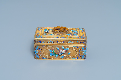 A Chinese enamelled silver-gilt rectangular box and cover, 20th C.