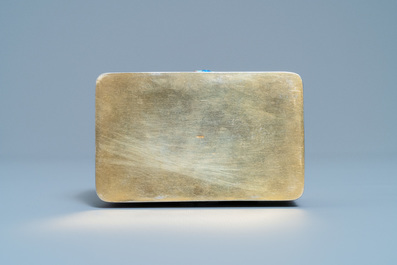 A Chinese enamelled silver-gilt rectangular box and cover, 20th C.