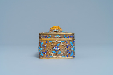 A Chinese enamelled silver-gilt rectangular box and cover, 20th C.