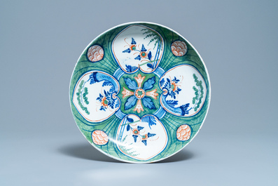 A collection of polychrome Dutch Delft wares with 'four-hearts design', 1st half 18th C.