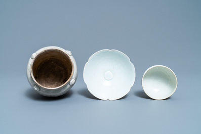 Two Chinese qingbai bowls and an urn, Song