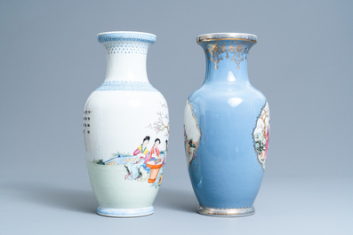 Two fine Chinese famille rose vases, Qianlong marks, Republic
