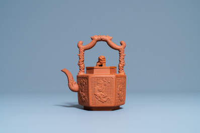 A Chinese Yixing stoneware teapot and cover, Kangxi