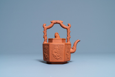 A Chinese Yixing stoneware teapot and cover, Kangxi