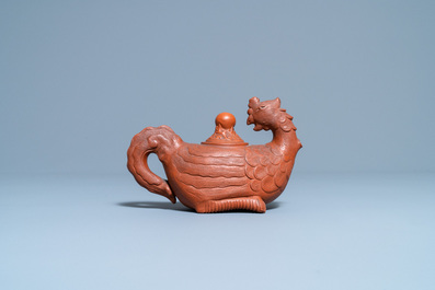 A Chinese Yixing 'phoenix' stoneware teapot and cover, Kangxi