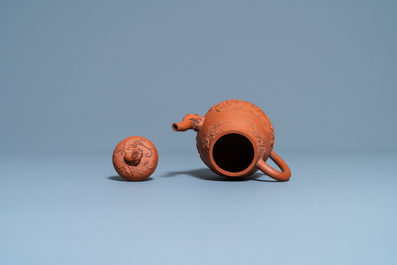 A Chinese Yixing stoneware teapot and cover, Kangxi