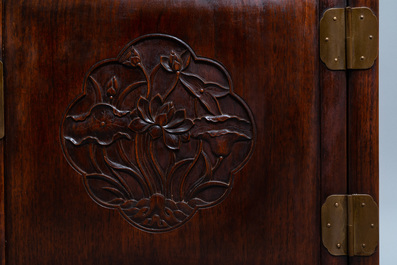 A low Chinese hongmu wooden two-door cupboard, Republic