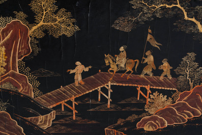 A Chinese rectangular lacquered wood table for the European market, 19th C.