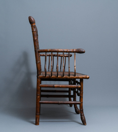Trois chaises et un fauteuil en bambou de style japonisant, attribu&eacute; &agrave; Da&iuml; Nippon, Paris, fin du 19&egrave;me