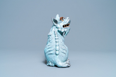 A Chinese robin's egg-glazed Shiwan pottery model of a qilin, 18/19th C.