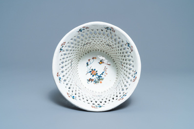 A large Brussels faience reticulated basket with '&agrave; la haie fleurie' design, 18th C.
