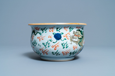 A Chinese wucai 'dragon' censer, Transitional period