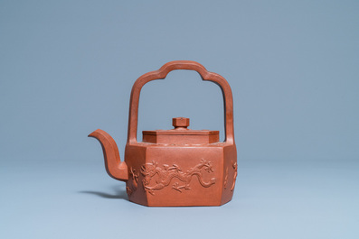 A Chinese Yixing stoneware teapot and cover, Kangxi