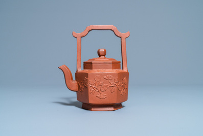 A Chinese Yixing stoneware teapot and cover, Kangxi