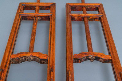 A pair of Chinese wooden lamp stands, 19th C.