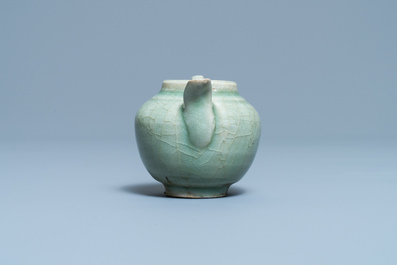 A Chinese monochrome celadon-glazed teapot, Ming