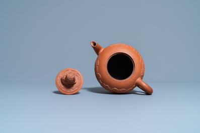 A large Chinese Yixing stoneware teapot and cover, Kangxi