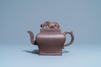 A large Chinese Yixing stoneware teapot and cover, Kangxi