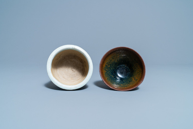 A Chinese qingbai censer and a  'Jian' hare's fur-glazed tea bowl, Song