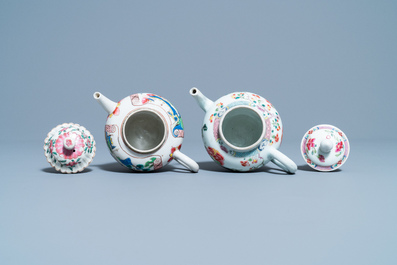 Two Chinese famille rose teapots and covers, Yongzheng/Qianlong