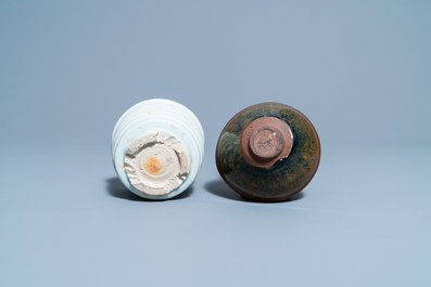 A Chinese qingbai censer and a  'Jian' hare's fur-glazed tea bowl, Song