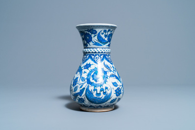 A blue and white Iznik-style vase, probably Samson, France, 19th C.