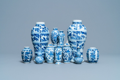 A collection of Chinese blue and white vases, Kangxi