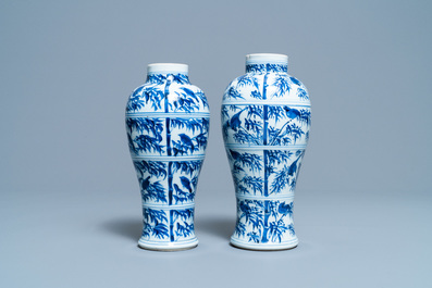 A collection of Chinese blue and white vases, Kangxi