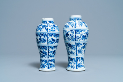 A collection of Chinese blue and white vases, Kangxi