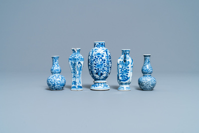 A collection of Chinese blue and white vases, Kangxi