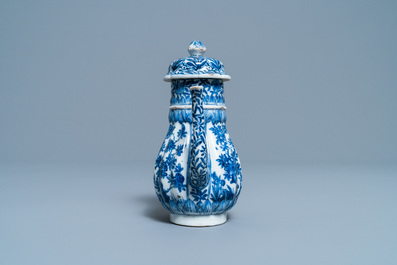 A tall Chinese blue and white teapot and cover, Kangxi