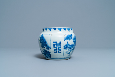 Een Chinese blauw-witte wierookbrander met een kylin, Transitie periode