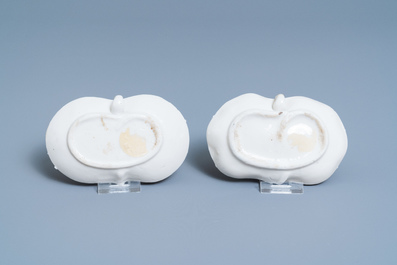 A pair of Chinese Dehua blanc de Chine crab-shaped water droppers, Kangxi