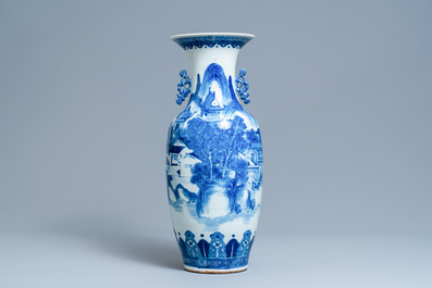 Four Chinese blue, white and celadon-ground vases, 19th C.