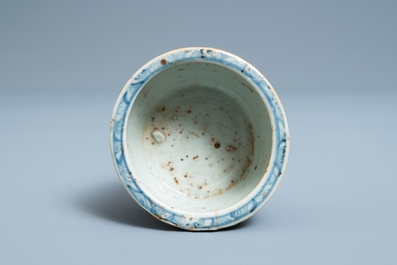 A Chinese blue and white tripod censer, Ming