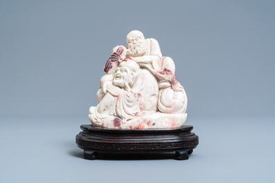 A Chinese Shoushan soapstone 'immortals' group, Jiaqing