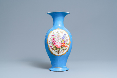 A S&egrave;vres-style blue-ground and gilt vase, probably Samson, Paris, 19th C.