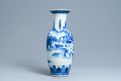 Four Chinese blue, white and celadon-ground vases, 19th C.