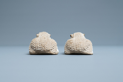 A pair of Chinese biscuit models of frogs or toads, Kangxi